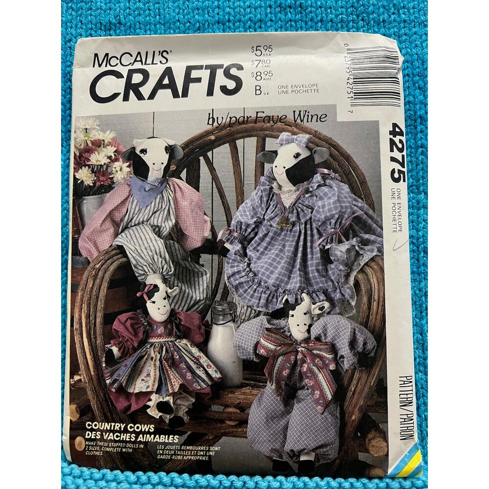 McCalls Sewing pattern 4275 plush cows  sewing pattern